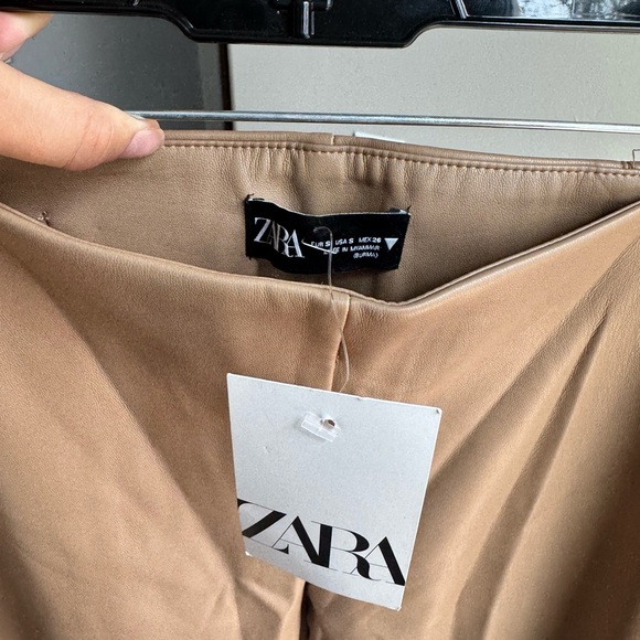 NWT Zara Faux Leather Leggings Camel Tan size S - Picture 3 of 4